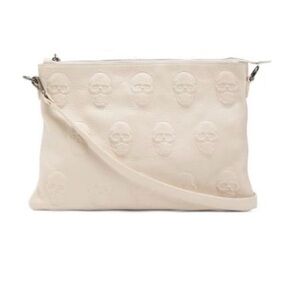 Elegant Cream Skull Embossed Crossbody Bag